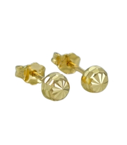 Złote Kolczyki PółKulki Diamentowane na sztyft pr. 585