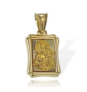 Efektowny Złoty Medalik z Matką Boską Częstochowską - Próba 585