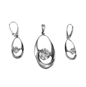 Srebrny Oksydowany Komplet z Cyrkoniami !