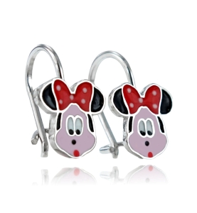 Srebrne Rodowane Kolczyki Myszki na Biglu