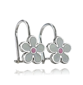 Srebrne Rodowane Kolczyki Kwiatuszki na Biglu