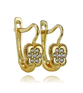 Złote Efektowne Kolczyki z Cyrkoniami na Angliku - próba 585