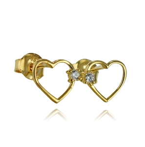 Złote Kolczyki Serca z Cyrkonią - próba 585