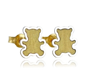 Złote Kolczyki Dwukolorowe Misie - próba 585