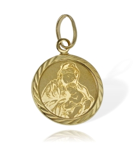 Złoty Medalik z Matką Boską i Dzieciątkiem - Próba 585
