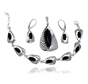 Srebrny Efektowny Oksydowany Komplet z Nocą Kairu - Polecam !