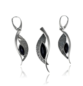 Srebrny Efektowny Oksydowany Komplet z Nocą Kairu - Polecam