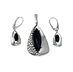 Srebrny Efektowny Oksydowany Komplet z Nocą Kairu - Polecam