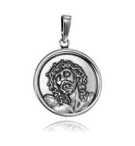 Srebrny Oksydowany Medalik z Jezusem Chrystusem Pr. 925