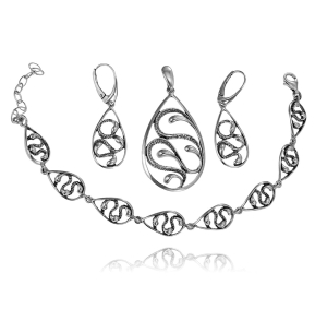 Srebrny Oksydowany Efektowny Komplet 