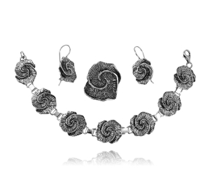 Srebrny Oksydowany Efektowny Komplet 