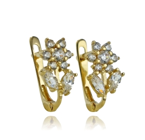 Złote Kolczyki Kwiatek Kwiatuszki z Cyrkoniami - próba 585