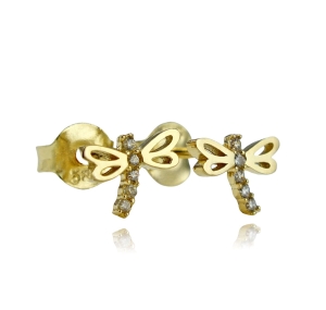 Złote Kolczyki Ważki z Cyrkoniami - próba 585