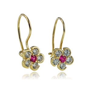 Złote Kolczyki Kwiatuszki z Cyrkoniami na Biglu - pr. 585