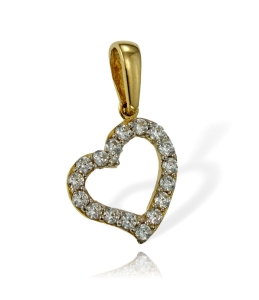 Złoty Wisiorek Serce z Cyrkoniami - Pr. 585