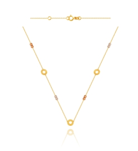 Złoty Modny i Popularny Naszyjnik Oponki z Kulkami pr.585