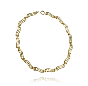 Modna Efektowna Diamentowana Złota Bransoletka - Próba 585