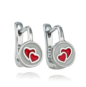 Srebrne Rodowane Kolczyki Serca Serduszka na Angliku