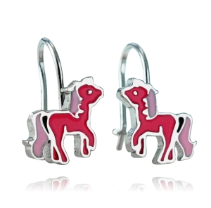 Srebrne Rodowane Kolczyki Koniki Jednorożce Jednorożec na Biglu