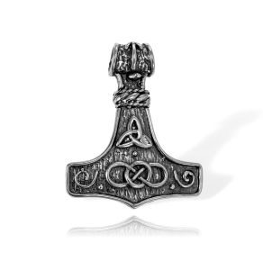 Srebrny Oksydowany Celtycki Wisiorek MŁOT THORA Mjølner Mjolnir