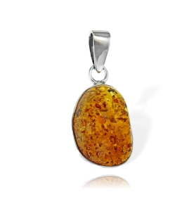 Srebrny Wisiorek z Bursztynem