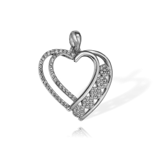 Srebrne Rodowane Serce z Cyrkoniami