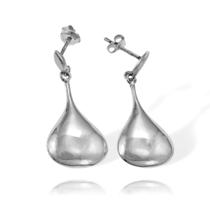 Modne Efektowne Srebrne Rodowane Kolczyki Łezki