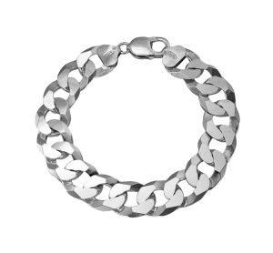 Srebrna Włoska Bransoletka Szeroka Pancerka 14 mm.