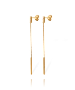 Złote Nowoczesne Kolczyki Łańcuszkowe z Cyrkoniami - próba 585 