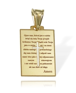 Złoty Medalik  z Wyciętym Krzyżykiem i Wygrawerowaną modlitwą Ojcze Nasz - Próba 585