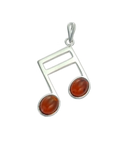 Piękny Srebrny Wisiorek - Nutka z Bursztynem !!! K-1