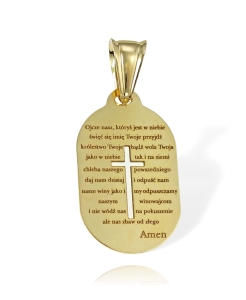 Złoty Medalik  z Wyciętym Krzyżykiem i Wygrawerowaną modlitwą Ojcze Nasz - Próba 585