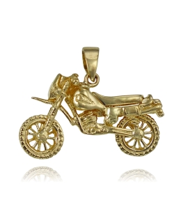 Złoty Dwustronny Wisiorek Motor Motocykl - Pr. 585