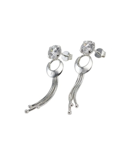 Piękne Srebrne Kolczyki !! Łańcuszkowe Miotełki z Cyrkonią !!! Polecam !!!