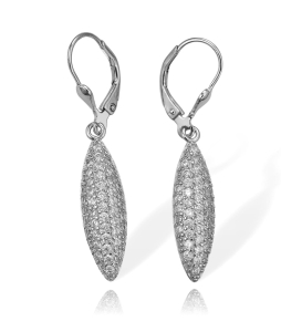 Modne Srebrne Rodowane Wiszące Kolczyki z Cyrkoniami