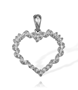 Piękne Srebrne Rodowane Serce z Cyrkoniami - Jakość Wykonania !!!
