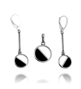 Srebrny Komplet z Onyksami Onyksem