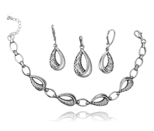 Srebrny Oksydowany Fantazyjny Komplet 