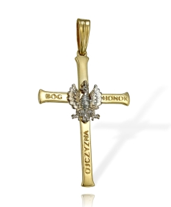 Złoty Duży Krzyż Bóg Honor Ojczyzna - Krzyż Patriotyczny - Próba 585