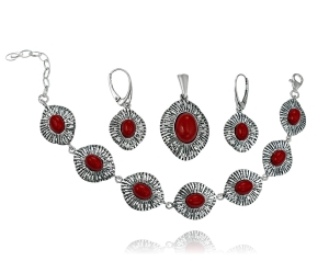 Srebrny Oksydowany Komplet z Jaspisem