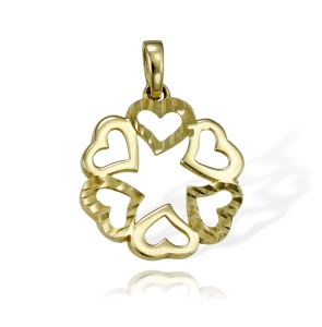 Złoty Ażurowy Wisiorek Diamentowane Serce Serduszka - Pr. 585