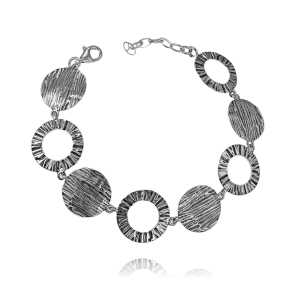 Srebrna Efektowna Oksydowana Bransoletka