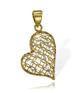 Złoty Wisiorek Ażurowe Diamentowane Serce - Pr. 585