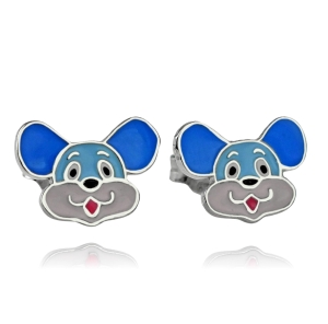 Srebrne Rodowane Kolczyki Myszki na sztyft