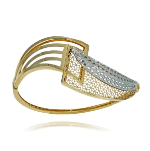 Sztywna Szeroka Zapinana Złota Ażurowa Bransoletka - Próba 585