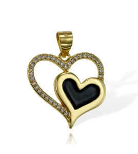  Srebrny Pozłacany Wisiorek Serce z Cyrkoniami 