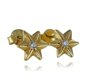 Złote Kolczyki Gwiazdki z Cyrkonią - próba 585