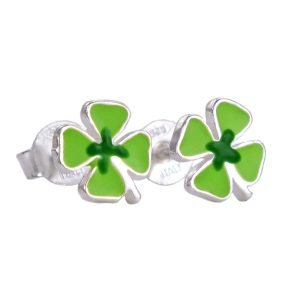 Piękne Srebrne Rodowane Kolczyki Zielone Koniczynki !!!