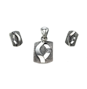 Srebrny Komplet z Cyrkonią Oksydowany Odlew !