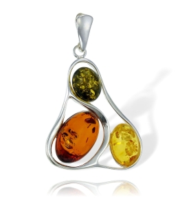  Srebrny Fantazyjny Oksydowany Ażurowy Wisiorek z Bursztynem Bursztynami
